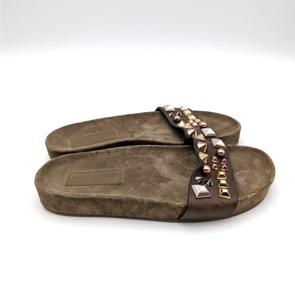 Pedro Garcia Anouk Spike Stud Slide Sandals Women's Brown Size US8.5 EU38.5 - Picture 3 of 11